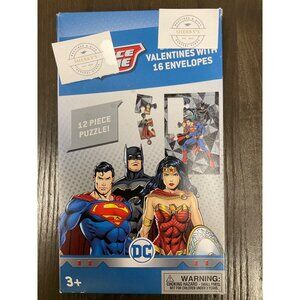 Justice League Valentines With 16 Envelopes & 12-Piece Puzzle (Box not included